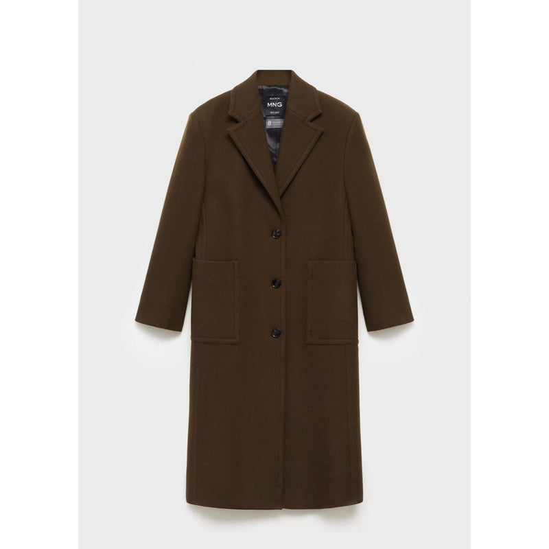 Manteau Laine Vierge Poches - Khaki