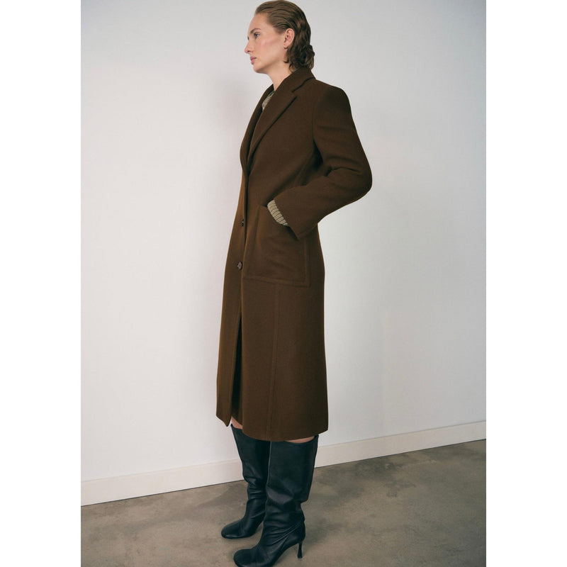 Manteau Laine Vierge Poches - Khaki