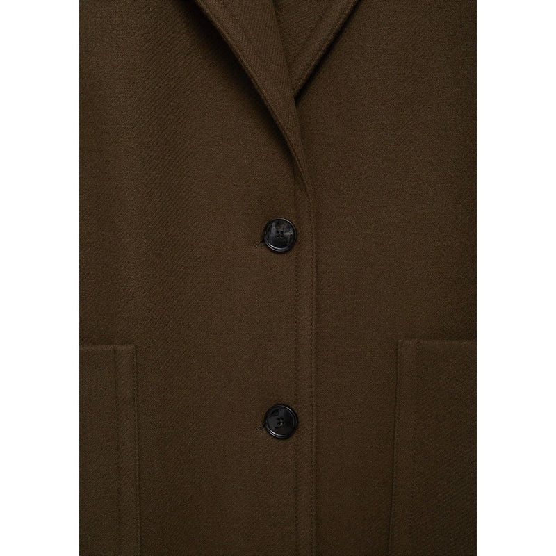 Manteau Laine Vierge Poches - Khaki