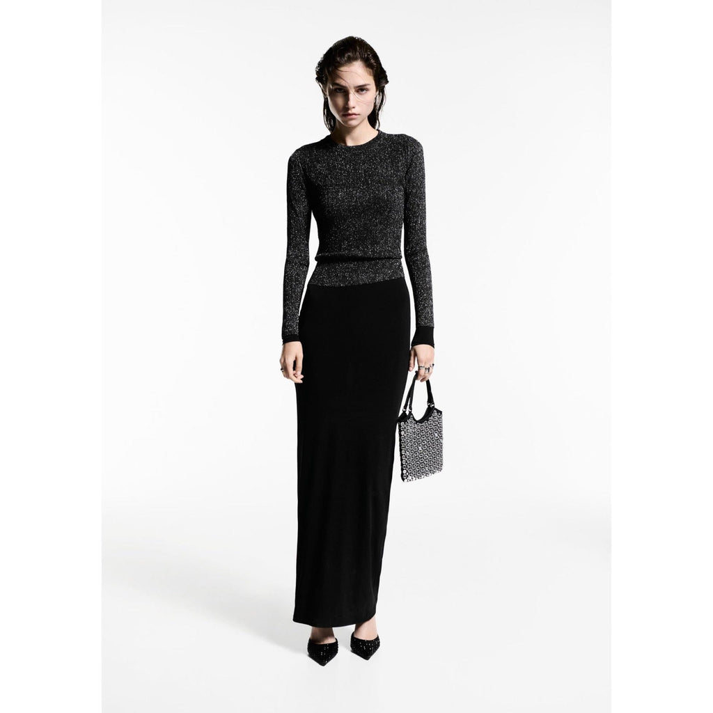 Jersey Lurex Cuello Redondo - Black