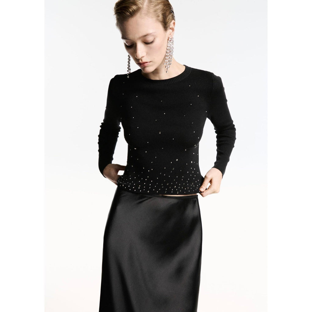 Crop Pull-Over con Strass - Black
