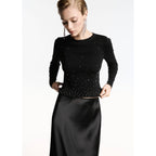 Crop Pull-Over con Strass - Black