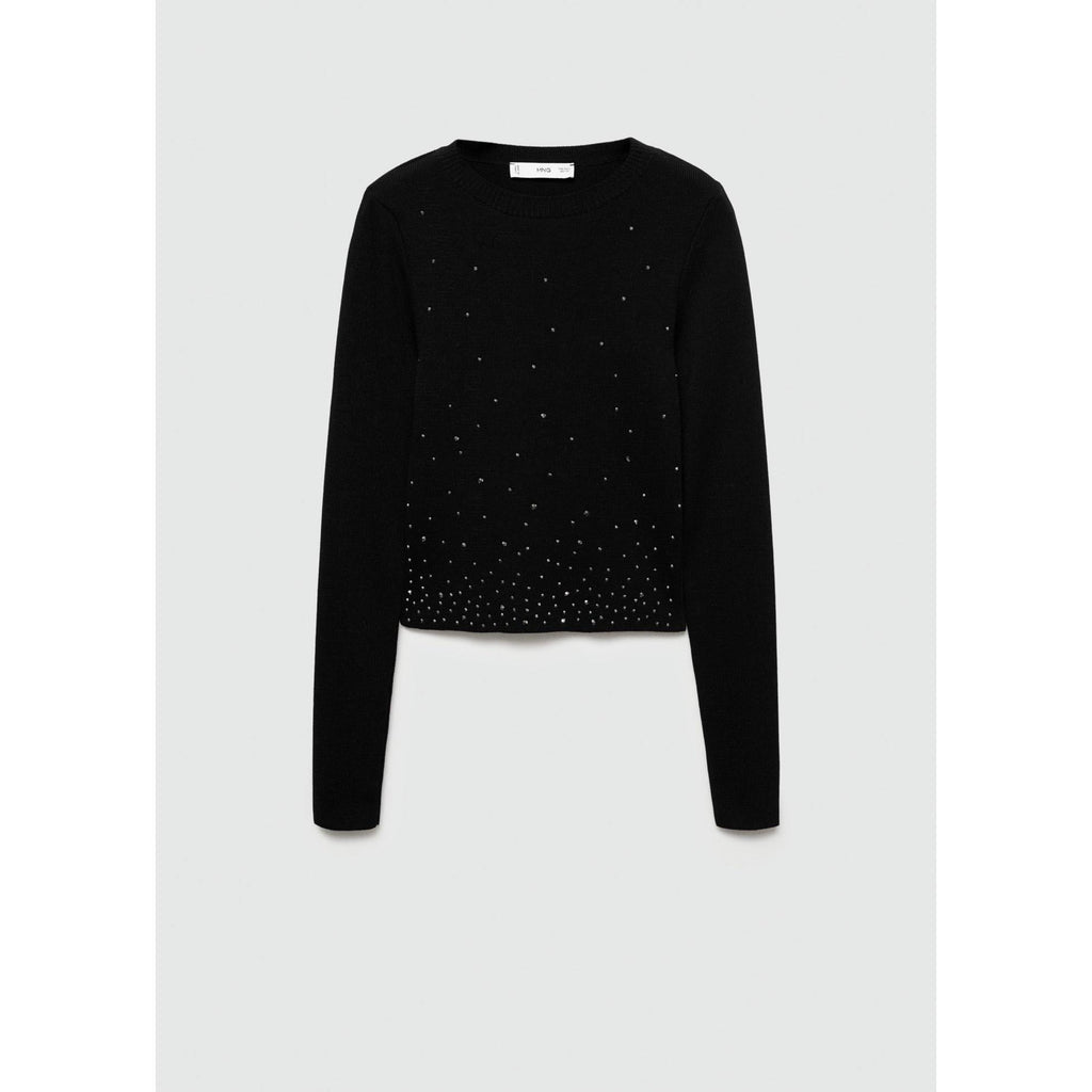 Crop Pull-Over con Strass - Black