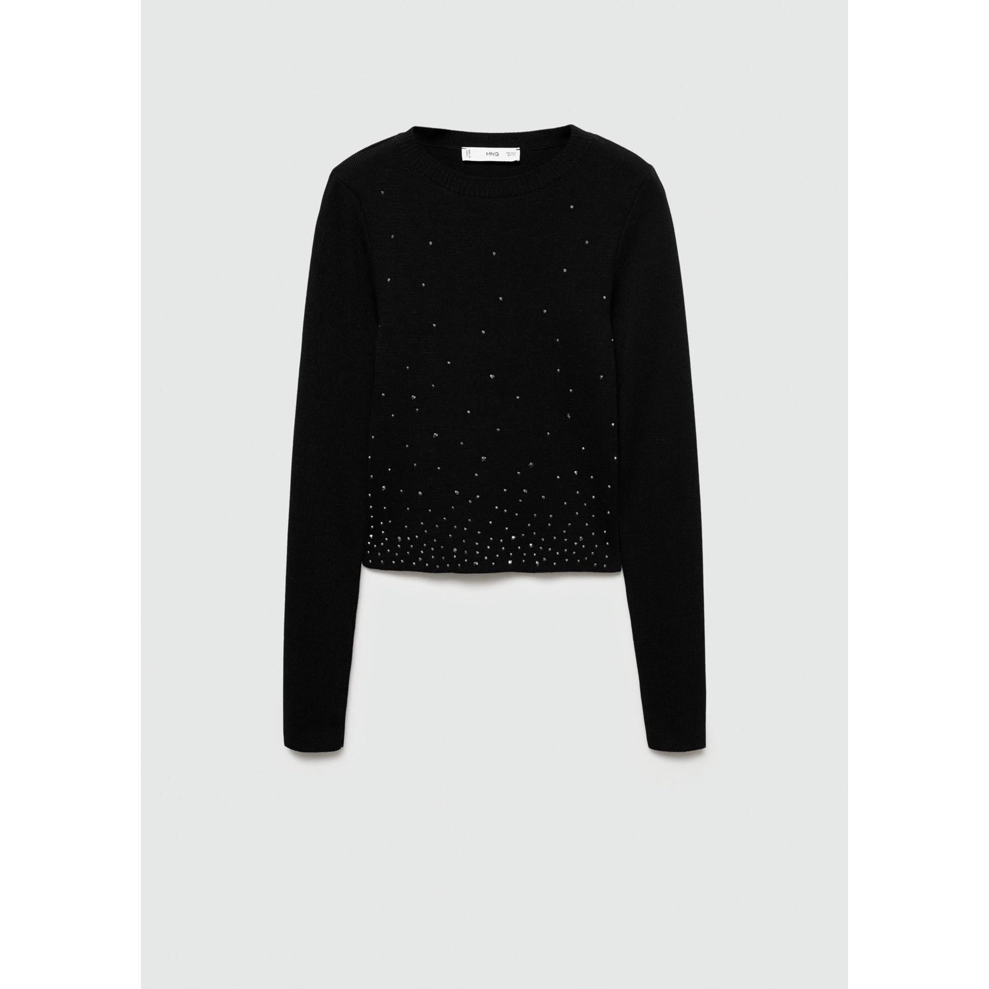 Crop Pull-Over con Strass - Black