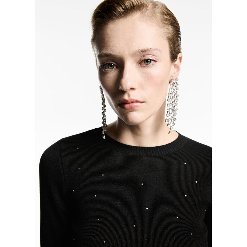 Crop Pull-Over con Strass - Black