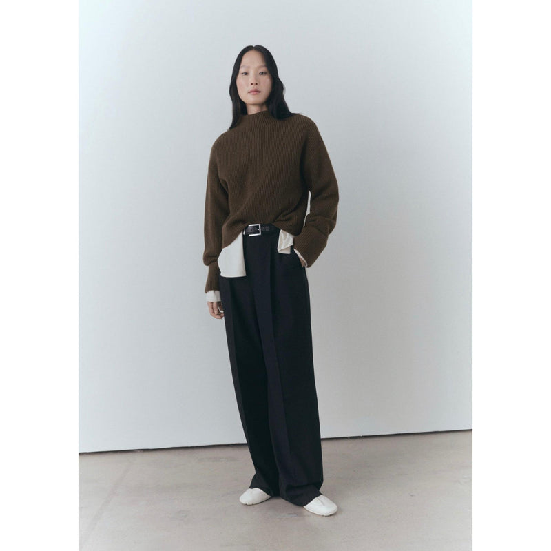 Pull-Over Côtelé Col Montant - Khaki