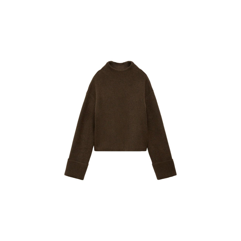Pull-Over Côtelé Col Montant - Khaki