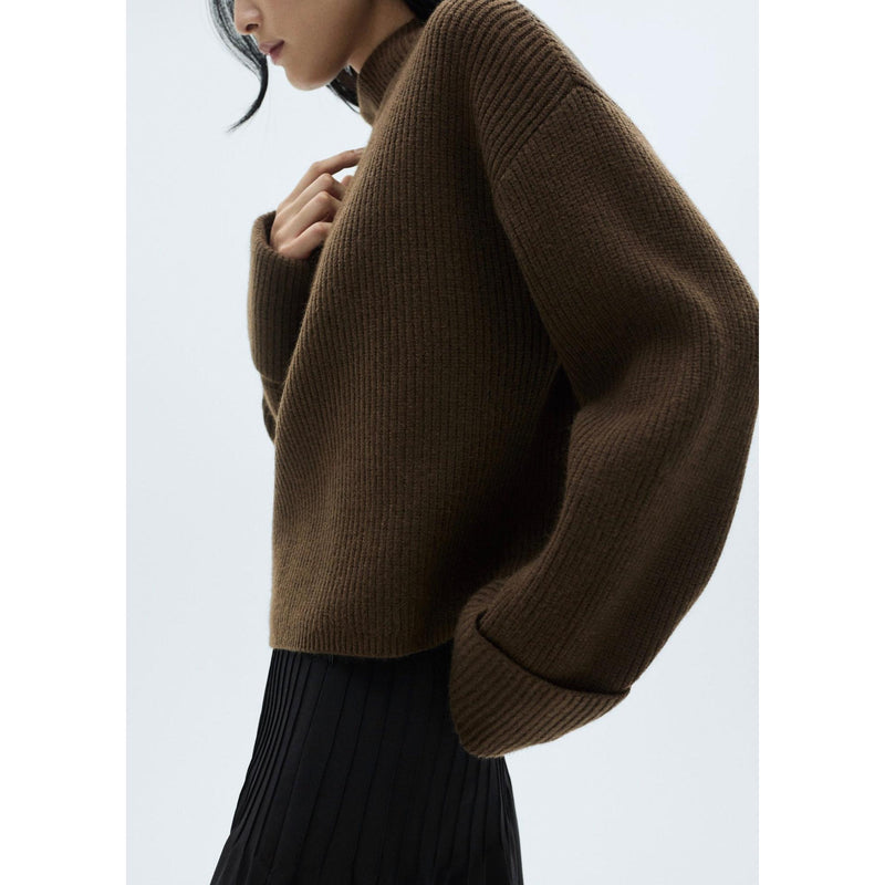 Pull-Over Côtelé Col Montant - Khaki