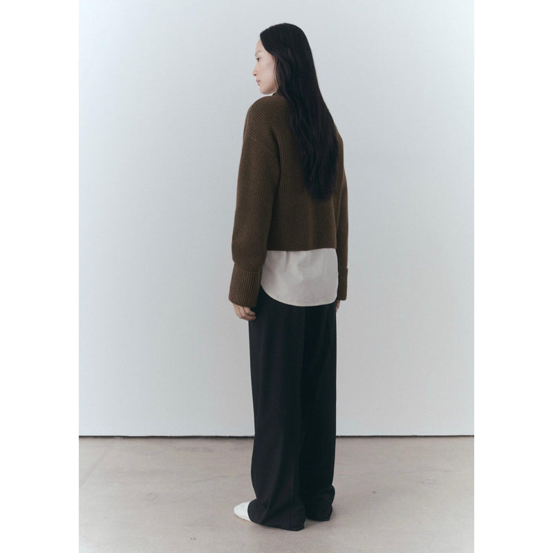 Pull-Over Côtelé Col Montant - Khaki