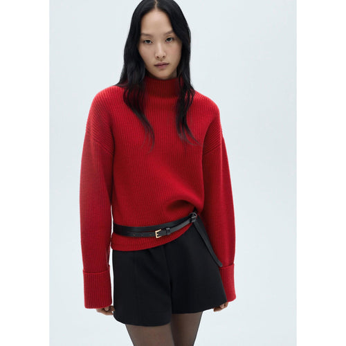 Pull-Over Côtelé Col Montant - Red