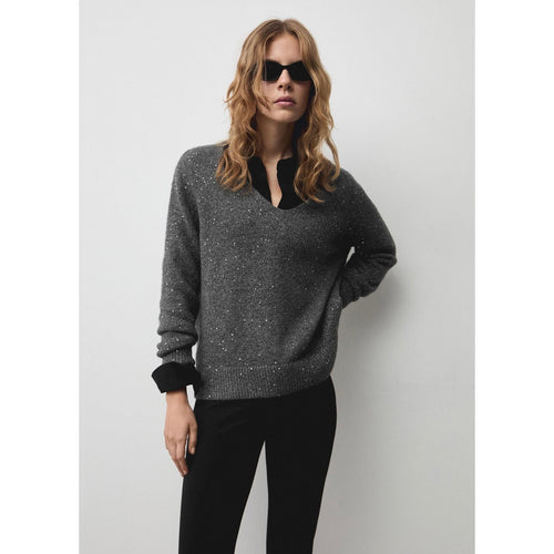 Pull-Over Col V Paillettes - Charcoal