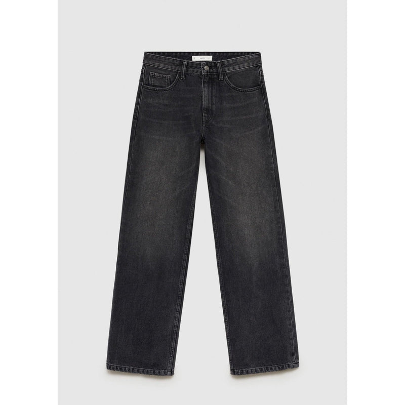 Jeans Rectos De Cintura Normal - Denim Negro
