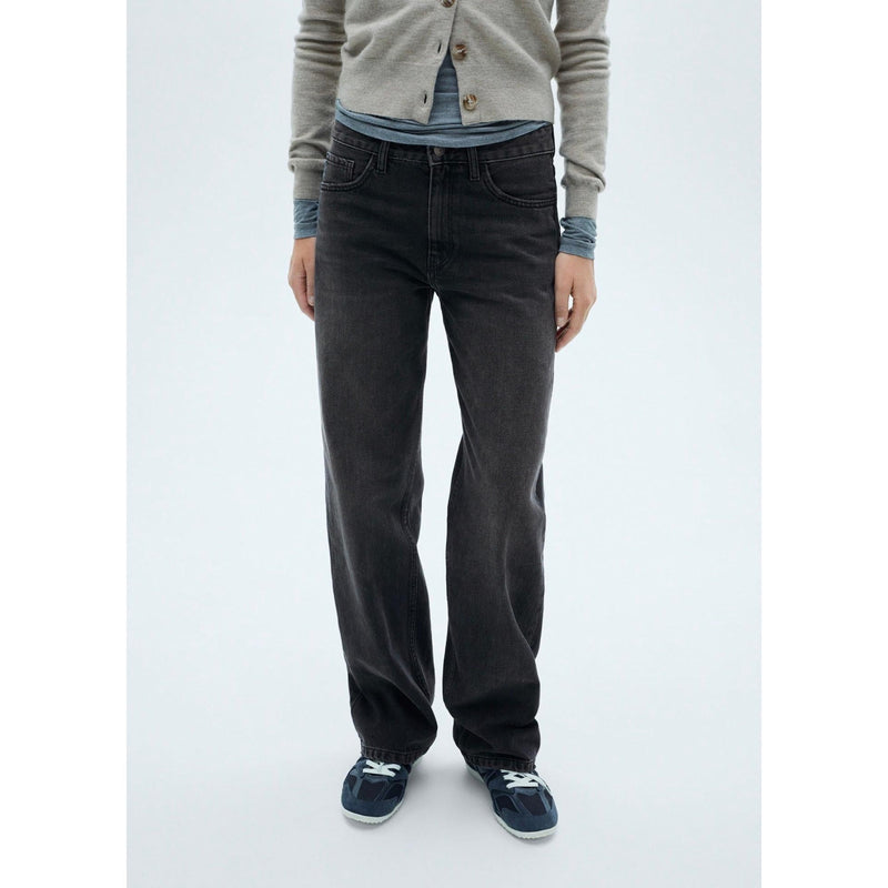 Jeans Rectos De Cintura Normal - Denim Negro