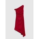 Ruched Asymmetrical Dress - Red