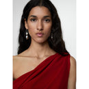 Ruched Asymmetrical Dress - Red