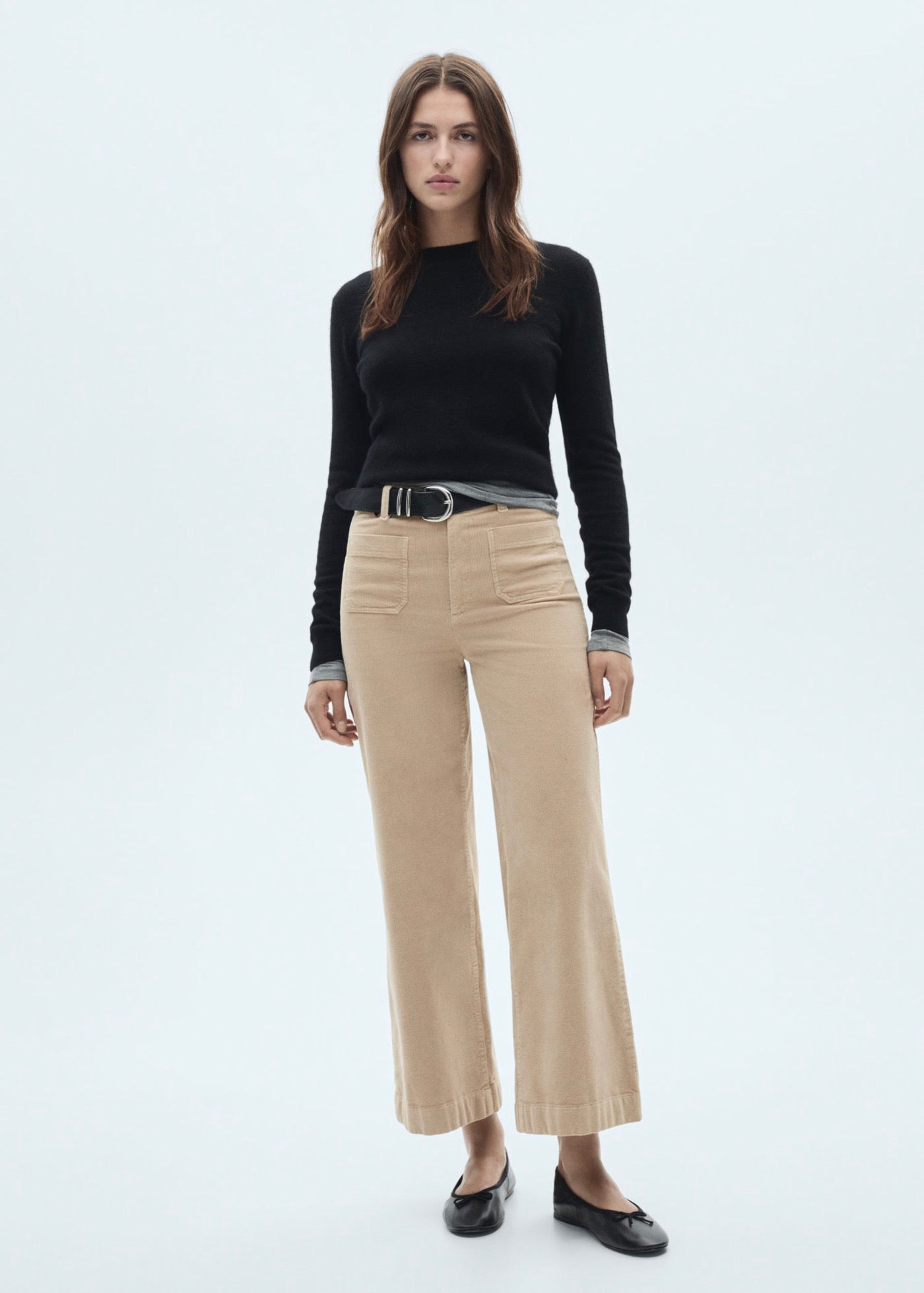 Pantalon Catherin Style Jupe-Culotte Velours Côtelé - Ecru