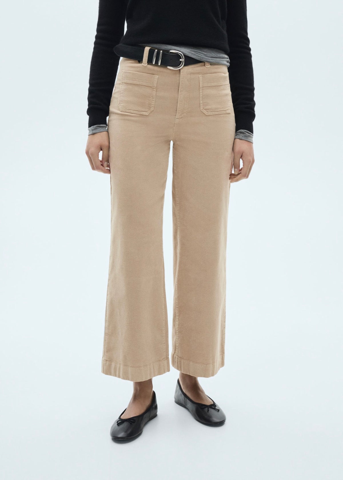 Pantalon Catherin Style Jupe-Culotte Velours Côtelé - Ecru
