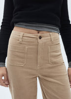Pantalon Catherin Style Jupe-Culotte Velours Côtelé - Ecru