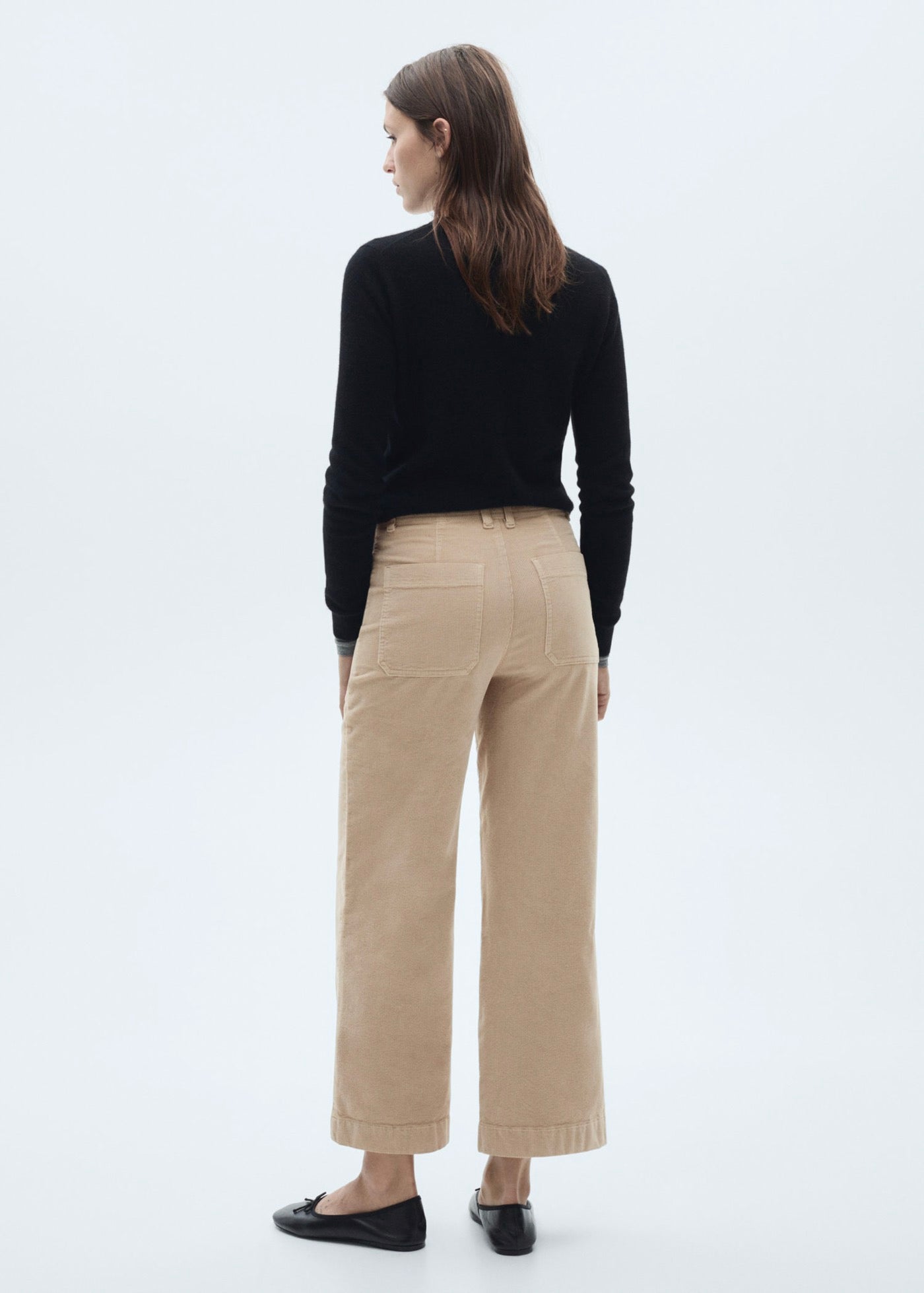 Pantalon Catherin Style Jupe-Culotte Velours Côtelé - Ecru
