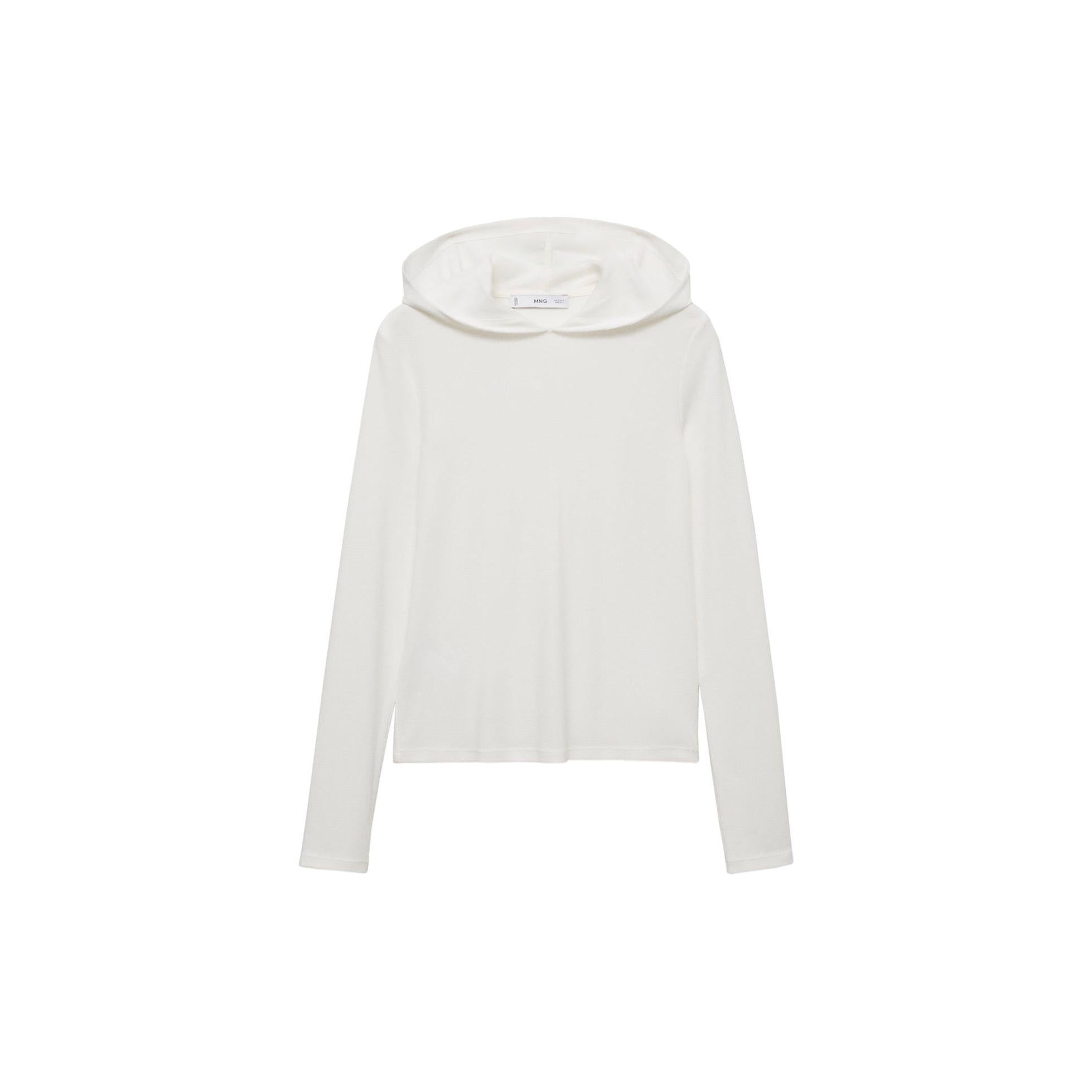 T-Shirt Manches Longues Capuche - Off White