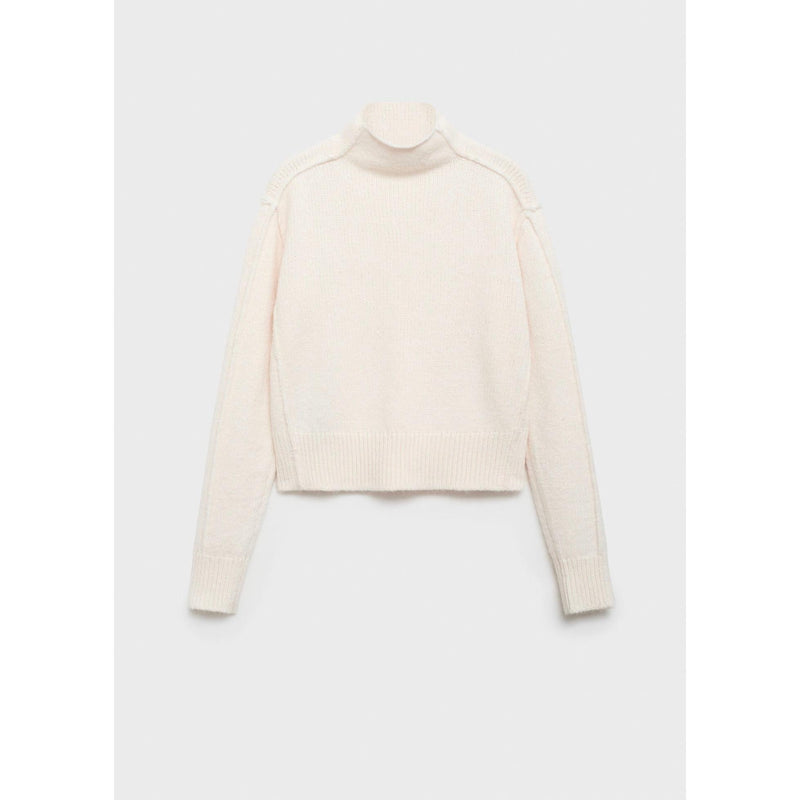 Jersey con costuras y cuello alto - Crudo
