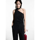 Top asimétrico con cuello redondo - Negro