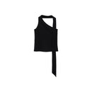 Top asimétrico con cuello redondo - Negro