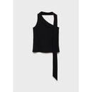 Top asimétrico con cuello redondo - Negro