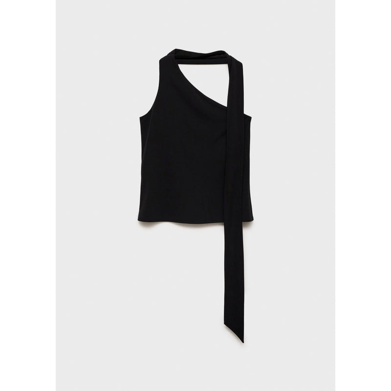 Top asimétrico con cuello redondo - Negro