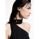 Top asimétrico con cuello redondo - Negro