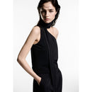 Top asimétrico con cuello redondo - Negro