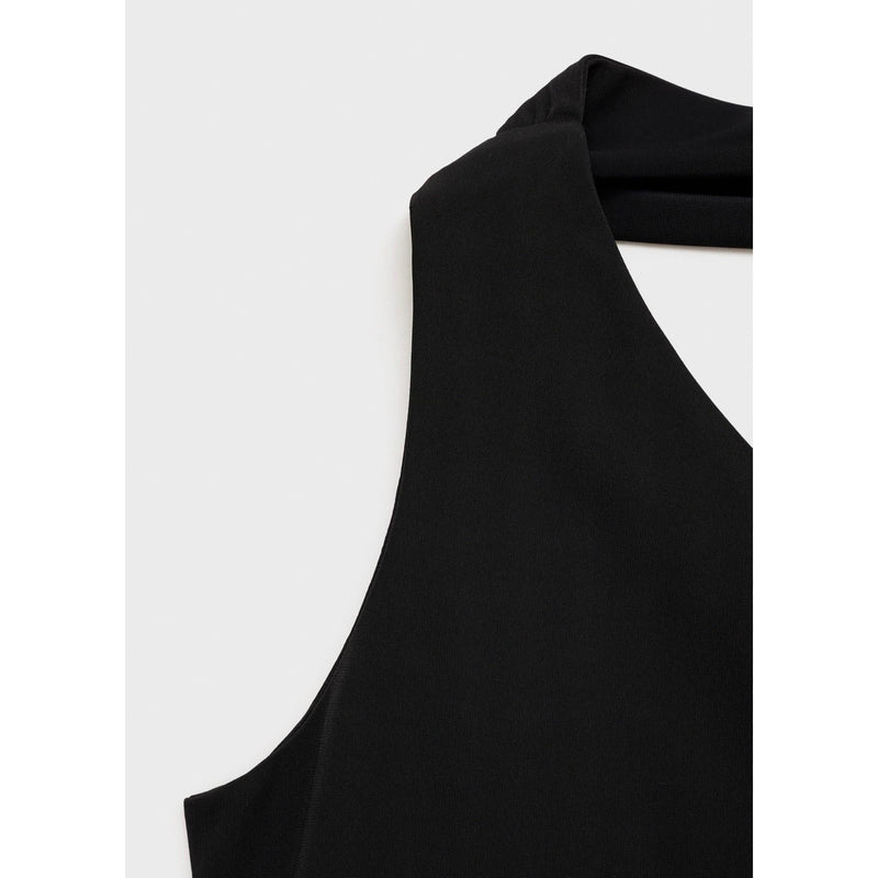 Top asimétrico con cuello redondo - Negro