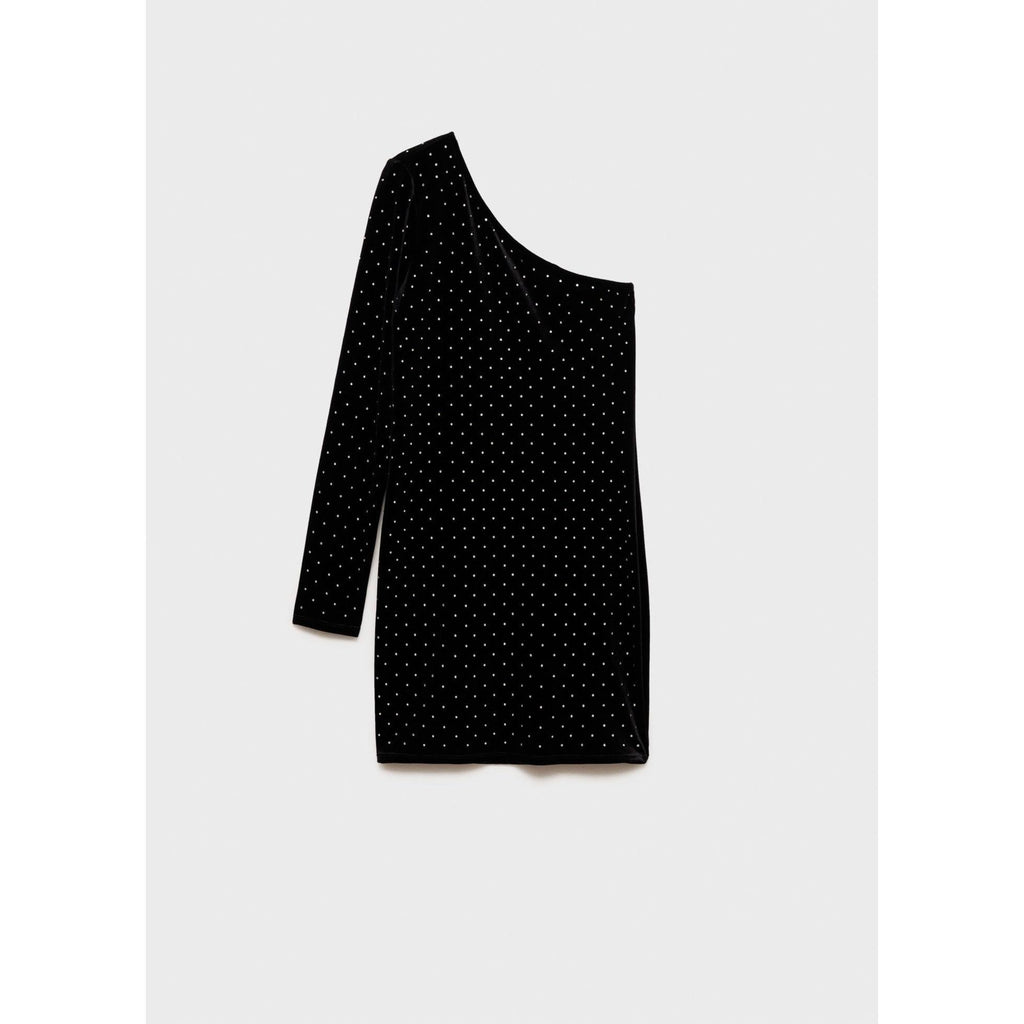 Robe Asymétrique Strass - Black