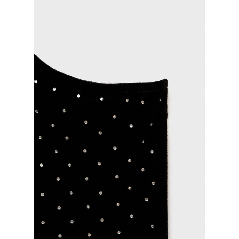 Vestido asimétrico con diamantes de imitación - Negro