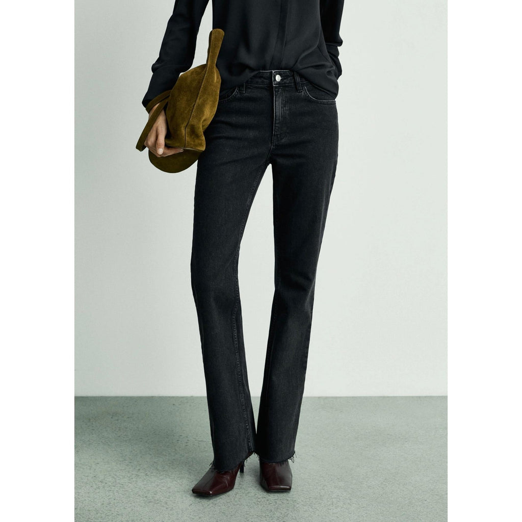 Regular Waist Flare Jeans - Black Denim