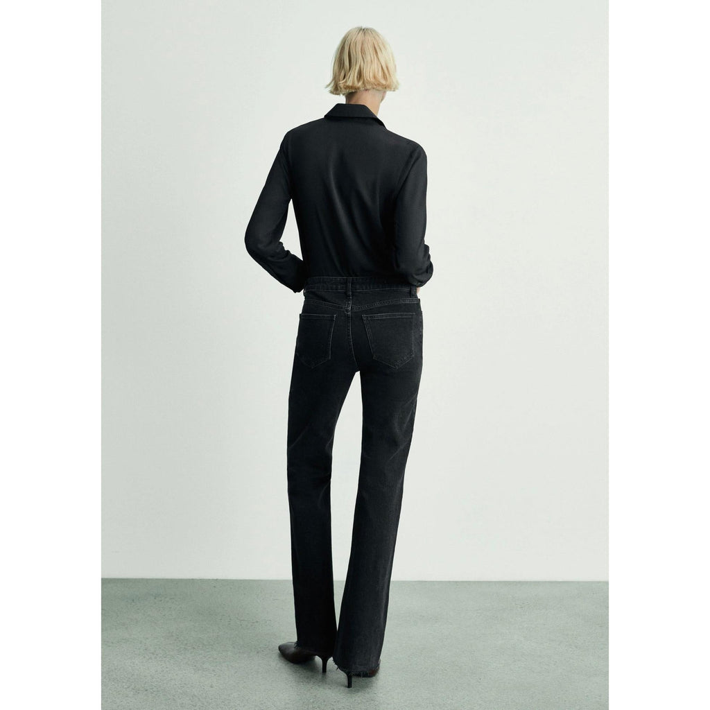 Regular Waist Flare Jeans - Black Denim