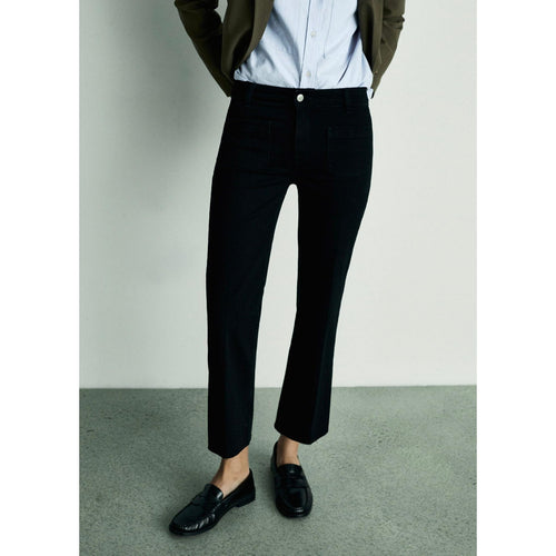 Jean Flare Crop Poches - Black Denim