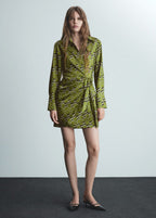 Printed Satin Dress - Green