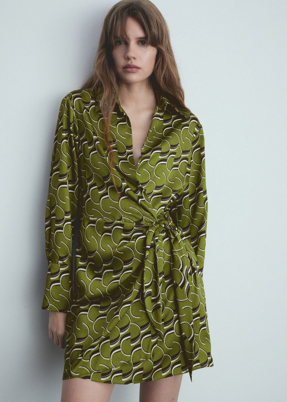 Printed Satin Dress - Green