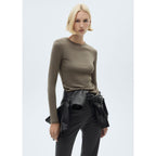 Ribbed Knit T-Shirt - Khaki