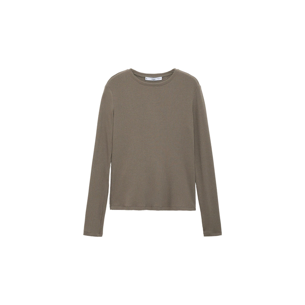 Ribbed Knit T-Shirt - Khaki