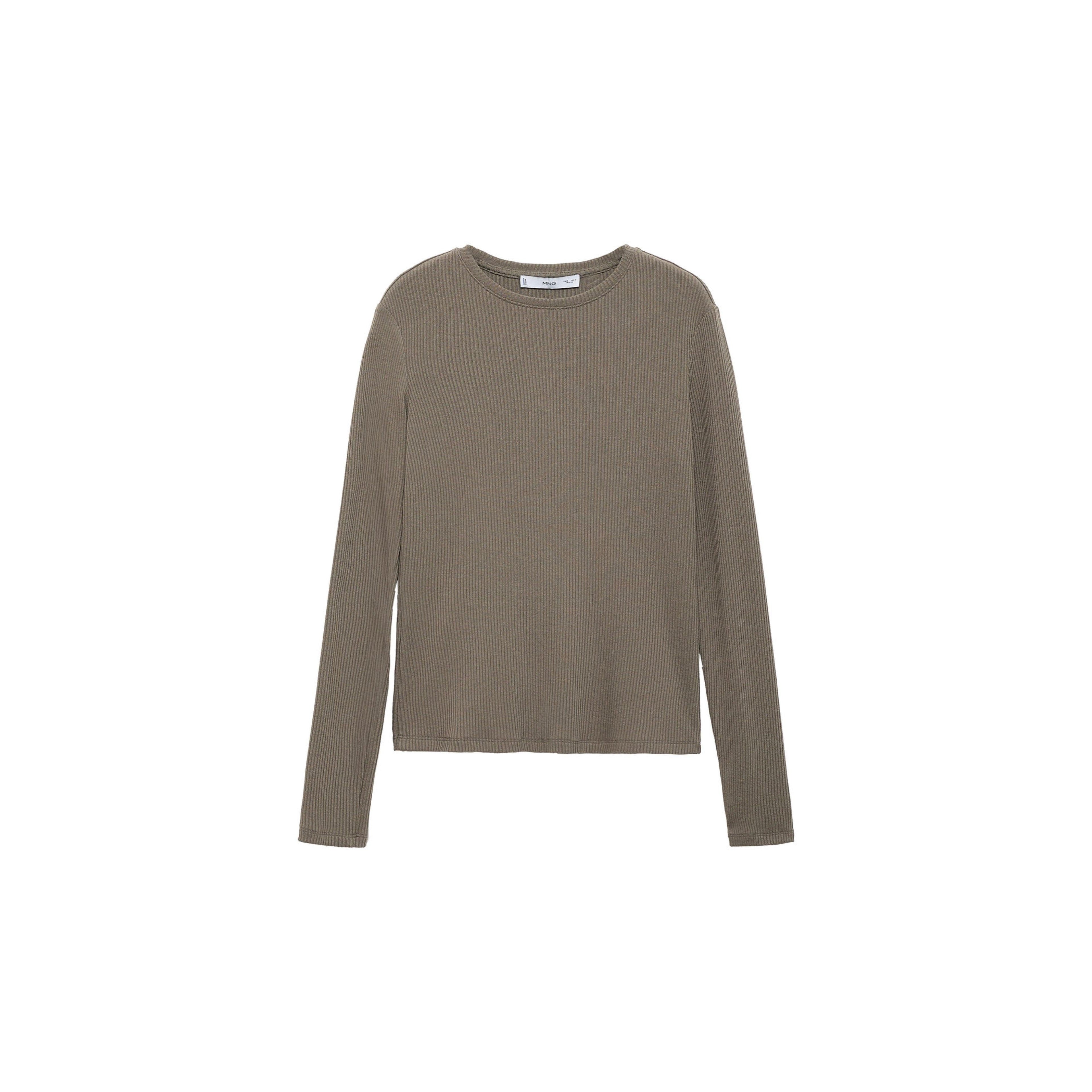 Ribbed Knit T-Shirt - Khaki