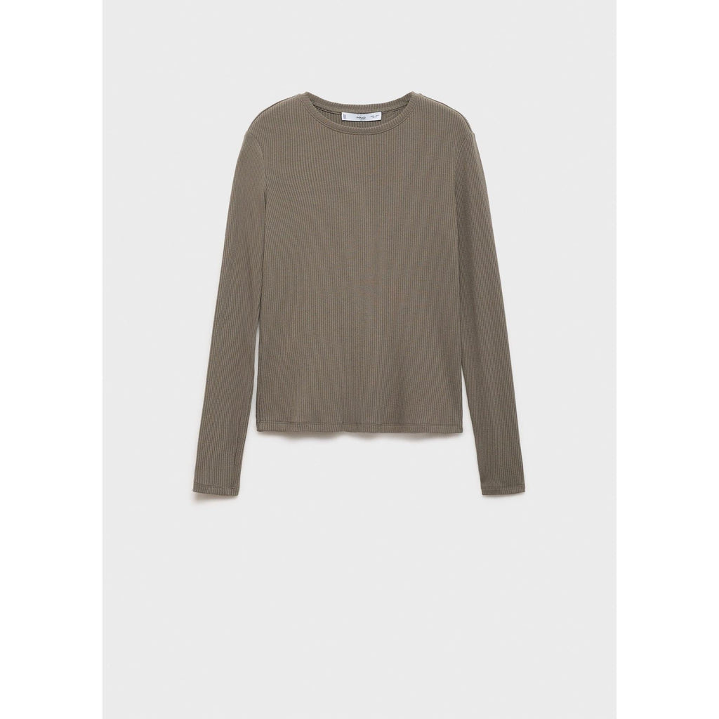 Ribbed Knit T-Shirt - Khaki