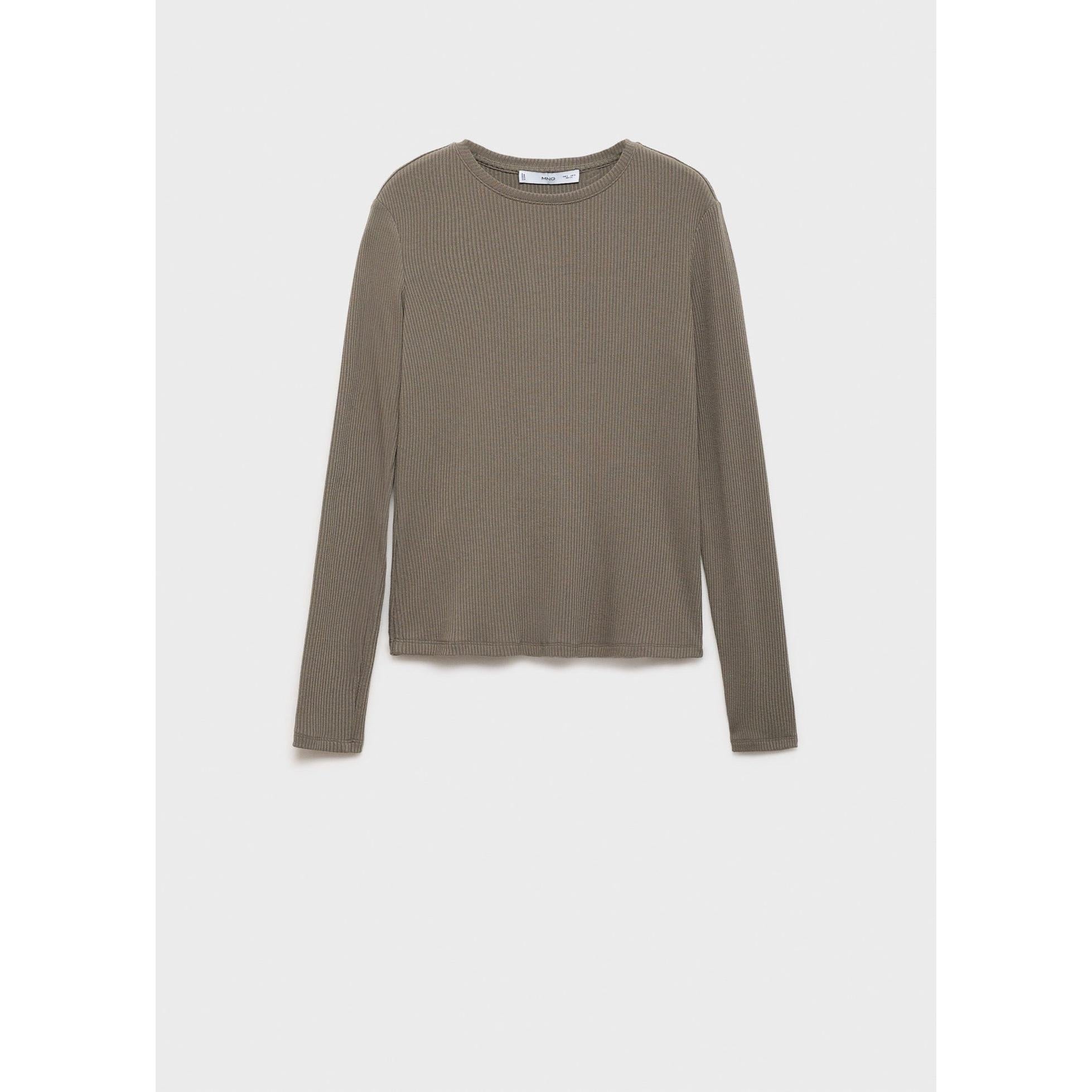 Ribbed Knit T-Shirt - Khaki