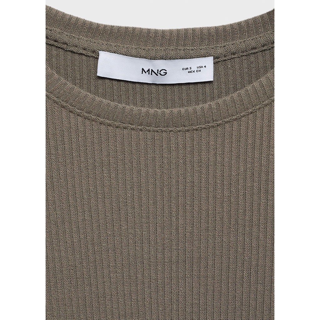 Ribbed Knit T-Shirt - Khaki
