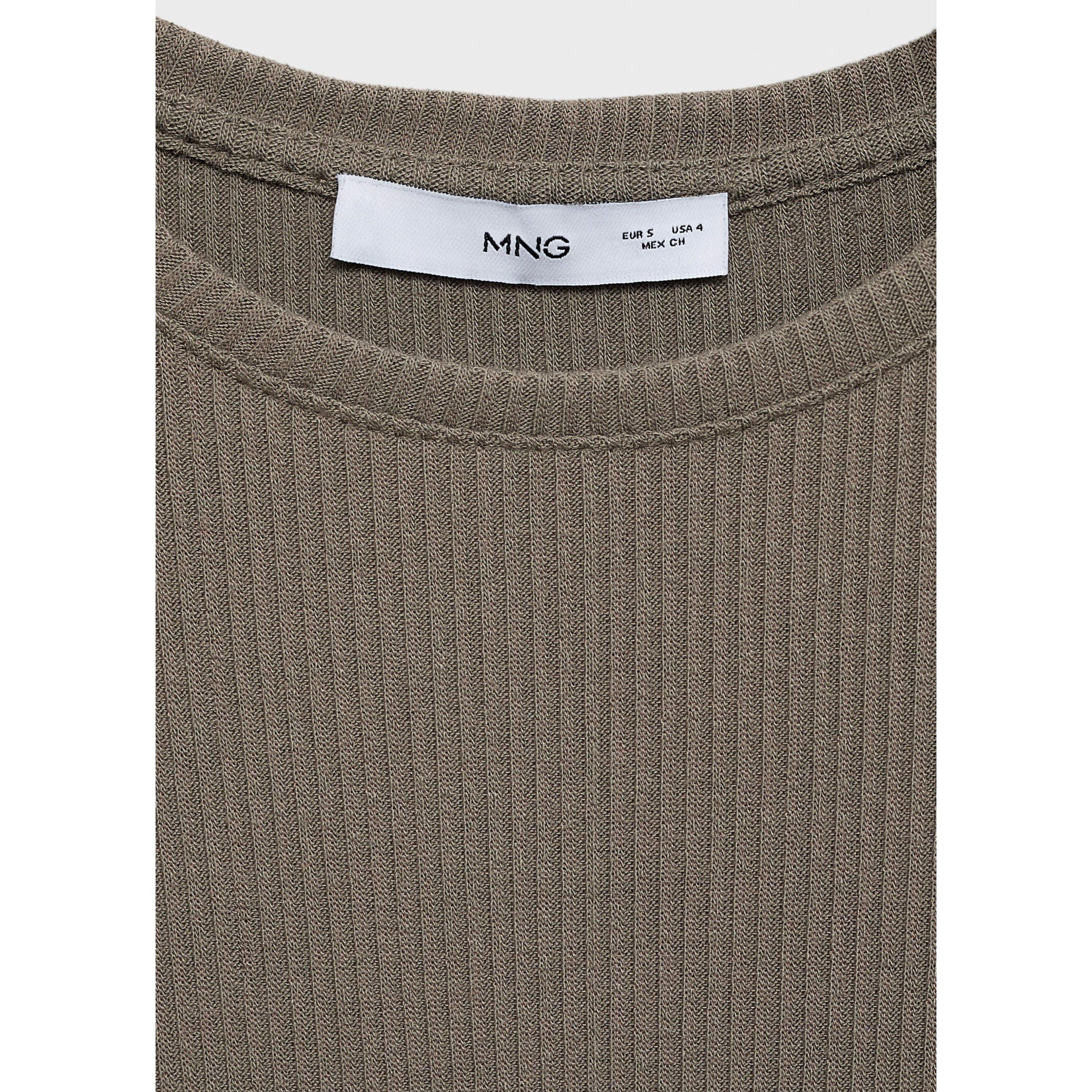 Ribbed Knit T-Shirt - Khaki