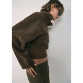 Sweat-Shirt Effet Moutonné Fermeture Éclair - Khaki