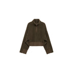 Sweat-Shirt Effet Moutonné Fermeture Éclair - Khaki