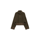 Sudadera con cremallera y efecto borreguito - Caqui