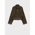 Sweat-Shirt Effet Moutonné Fermeture Éclair - Khaki
